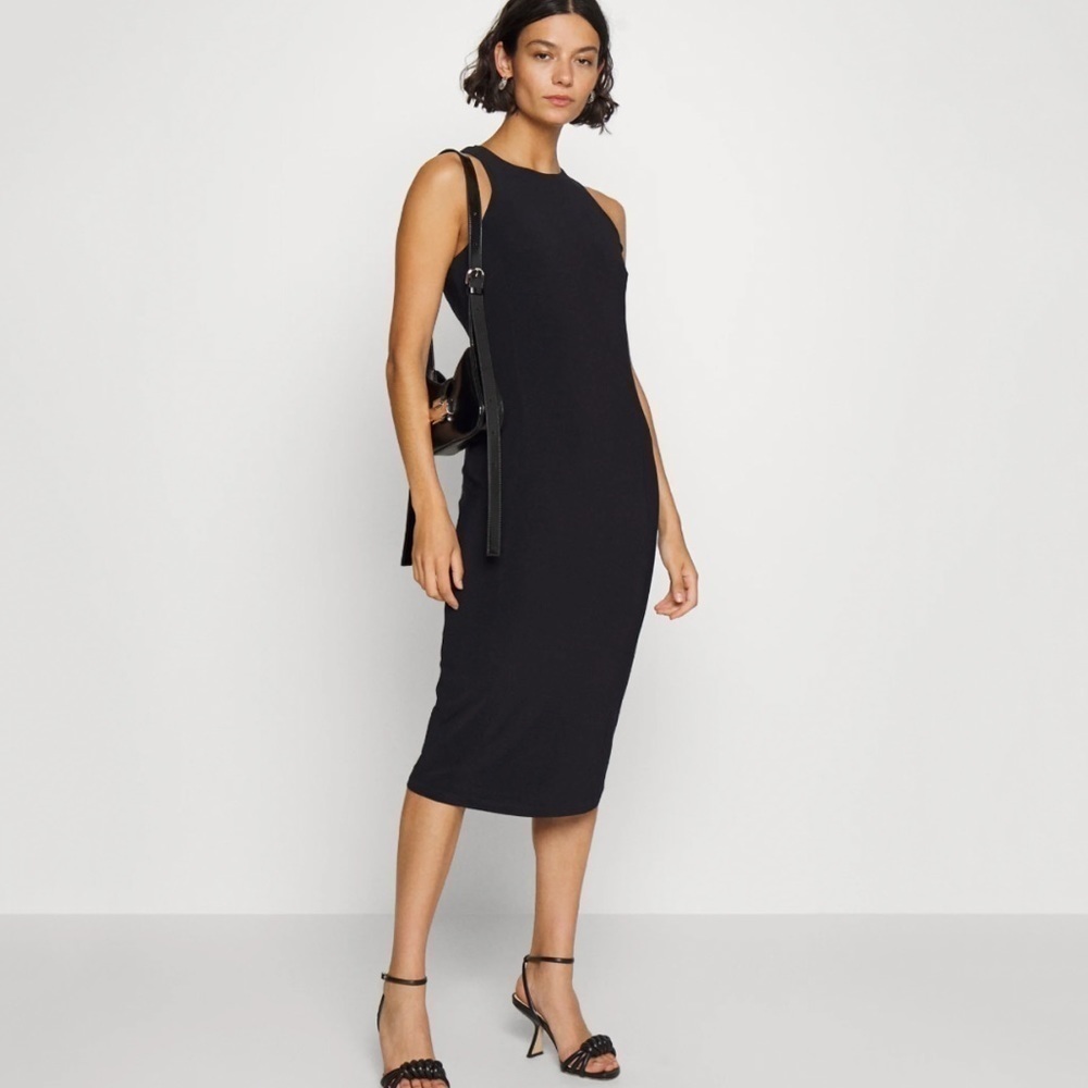 NWT MaxMara Leisure Angola Jersey Sleeveless Midi Dress in Black